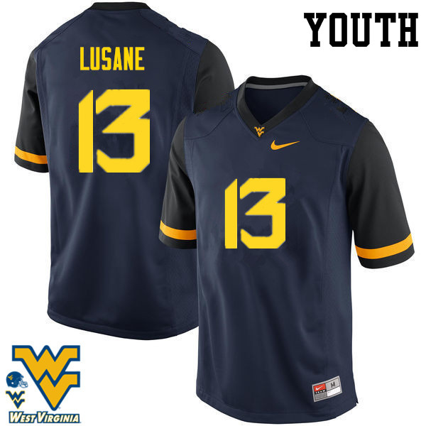 NCAA Youth Rashon Lusane West Virginia Mountaineers Navy #13 Nike Stitched Football College Authentic Jersey NO23K15MQ